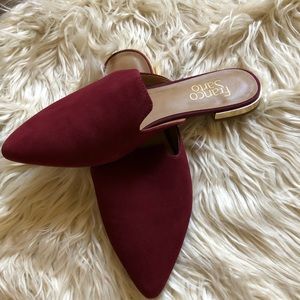 NWB Stylish FRANCO SARTO BURGUNDY/WINE MULES...